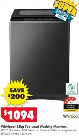 Harvey Norman Whirlpool Top Load Washing Machine offer
