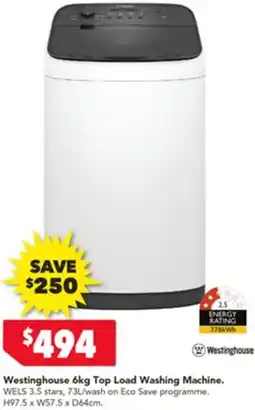 Harvey Norman Westinghouse Top Load Washing Machine offer
