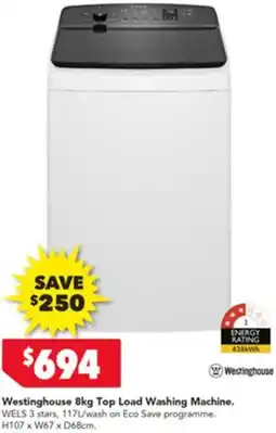 Harvey Norman Westinghouse Top Load Washing Machine offer