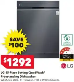 Harvey Norman LG QuadWash Freestanding Dishwasher offer