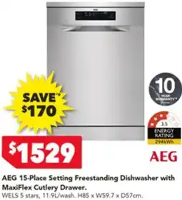 Harvey Norman AEG Freestanding Dishwasher with MaxiFlex Cutlery Drawer offer