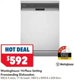 Harvey Norman Westinghouse Freestanding Dishwasher offer
