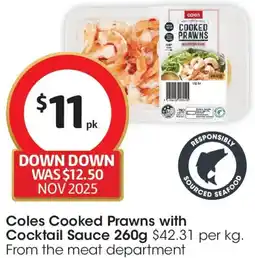 Coles Coles Cooked Prawns with Cocktail Sauce offer