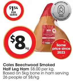 Coles Coles Beechwood Smoked Half Leg Ham offer