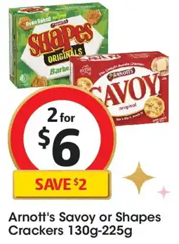 Coles Arnott's Savoy or Shapes Crackers offer