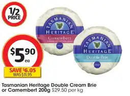 Coles Tasmanian Heritage Double Cream Brie or Camembert offer