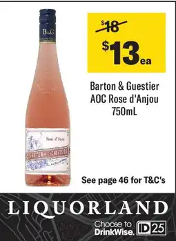 Coles Barton & Guestier AOC Rose d'Anjou offer