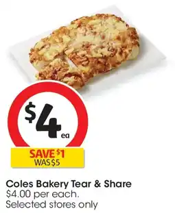 Coles Coles Bakery Tear & Share offer