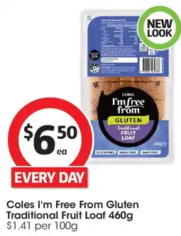 Coles Coles I'm Free From Gluten Traditional Fruit Loaf offer