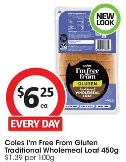 Coles Coles I'm Free From Gluten Traditional Wholemeal Loaf offer