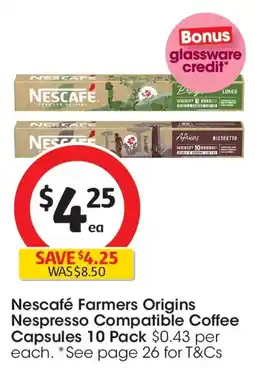 Coles Nescafé Farmers Origins Nespresso Compatible Coffee Capsules offer