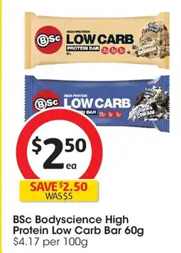 Coles BSc Bodyscience High Protein Low Carb Bar offer