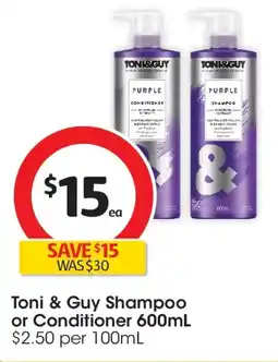 Coles Toni & Guy Shampoo or Conditioner offer