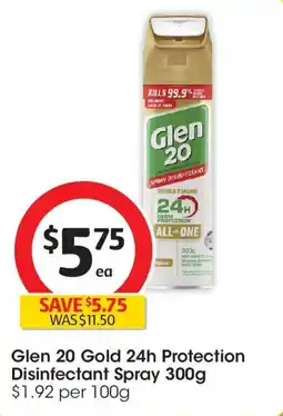 Coles Glen 20 Gold 24h Protection Disinfectant Spray offer
