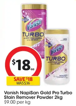 Coles Vanish NapiSan Gold Pro Turbo Stain Remover Powder offer