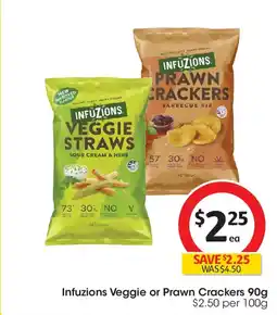 Coles Infuzions Veggie or Prawn Crackers offer