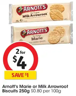 Coles Arnott's Marie or Milk Arrowroot Biscuits offer