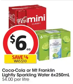 Coles Coca-Cola or Mt Franklin Lightly Sparkling Water offer