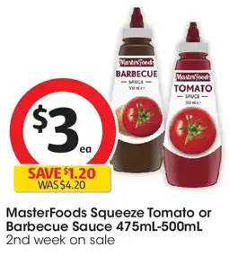 Coles MasterFoods Squeeze Tomato or Barbecue Sauce offer