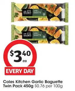 Coles Coles Kitchen Garlic Baguette Twin Pack offer