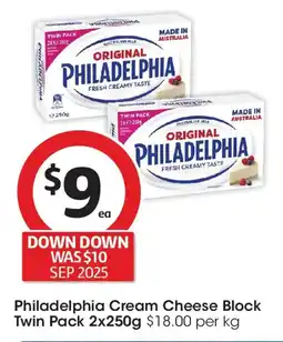 Coles Philadelphia Cream Cheese Block Twin Pack offer