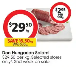 Coles Don Hungarian Salami offer