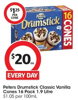 Coles Peters Drumstick Classic Vanilla Cones offer
