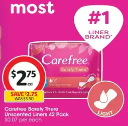 Coles Carefree Barely There Unscented Liners offer
