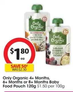 Coles Only Organic 4+ Months, 6+ Months or 8+ Months Baby Food Pouch offer