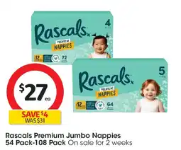 Coles Rascals Premium Jumbo Nappies offer