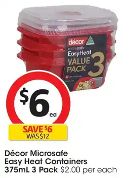 Coles Décor Microsafe Easy Heat Containers offer