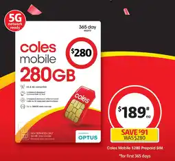 Coles Coles Mobile Prepaid SIM offer