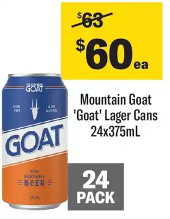 Coles Mountain Goat 'Goat' Lager Cans offer