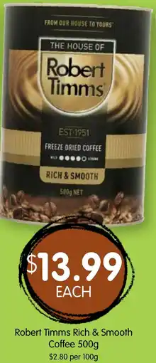Spudshed Robert Timms Rich & Smooth Coffee offer
