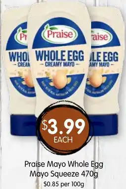 Spudshed Praise Mayo Whole Egg Mayo Squeeze offer