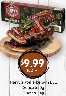 Spudshed Henry's Pork Ribs with BBQ Sauce offer