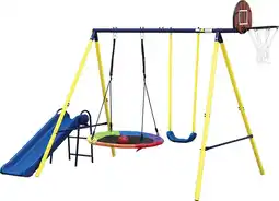 Toymate Skyfly Swing Set With Slide And Hoop offer