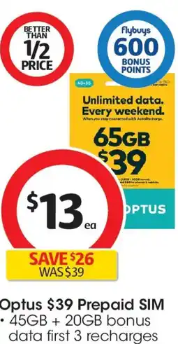 Coles Optus Prepaid SIM offer