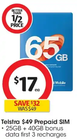 Coles Telstra Prepaid SIM offer