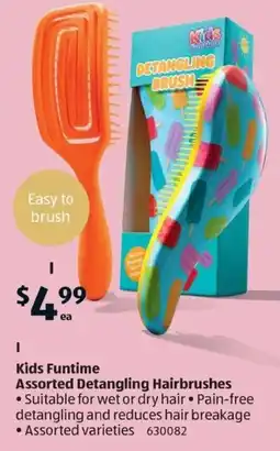 ALDI Kids Funtime Assorted Detangling Hairbrushes offer