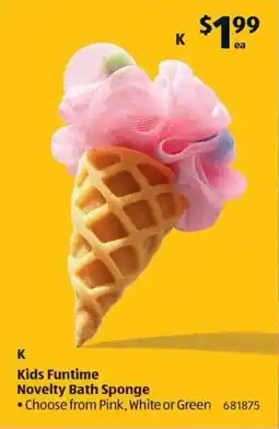 ALDI Kids Funtime Novelty Bath Sponge offer