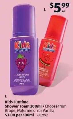 ALDI Kids Funtime Shower Foam offer
