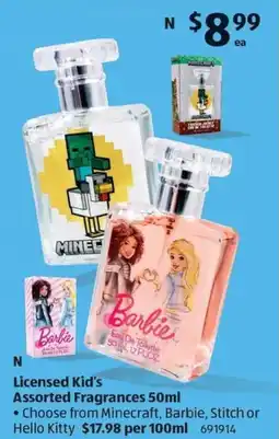 ALDI Licensed Kid's Assorted Fragrances offer