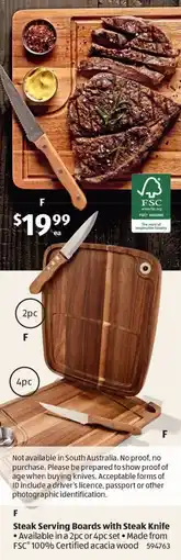 ALDI Steak Serving Boards with Steak Knife offer