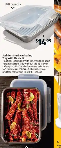 ALDI Stainless Steel Marinating Tray with Plastic Lid offer