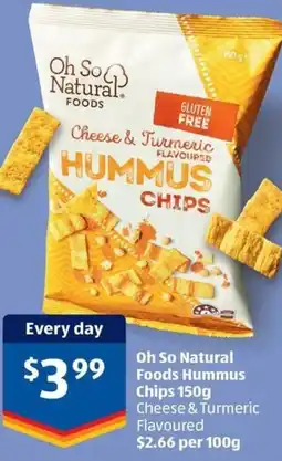 ALDI Oh so natural hummus chips offer