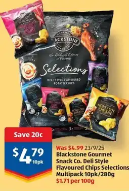 ALDI Blackstone Gourmet Snack Co. Deli Style Flavoured Chips Selections Multipack offer
