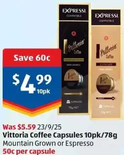 ALDI Vittoria Coffee Capsules offer