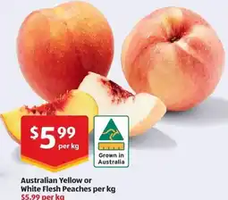 ALDI Australian Yellow or White Flesh Peaches offer