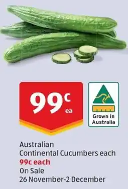 ALDI Australian Continental Cucumbers offer